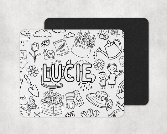 Color-In Gardening Spring Placemat & Coaster Personalised for Kids | DIY Table Set | Creative Activity Gift Idea | Party Favour