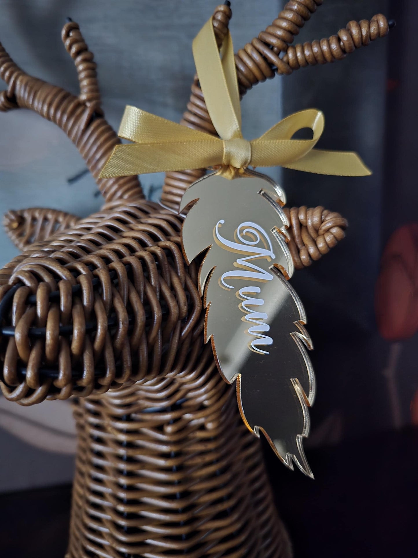 Memorial Mirror Feather Personalised Christmas Decoration | Acrylic Xmas Hanging Tree Decor | Family Bauble | In Memory Of