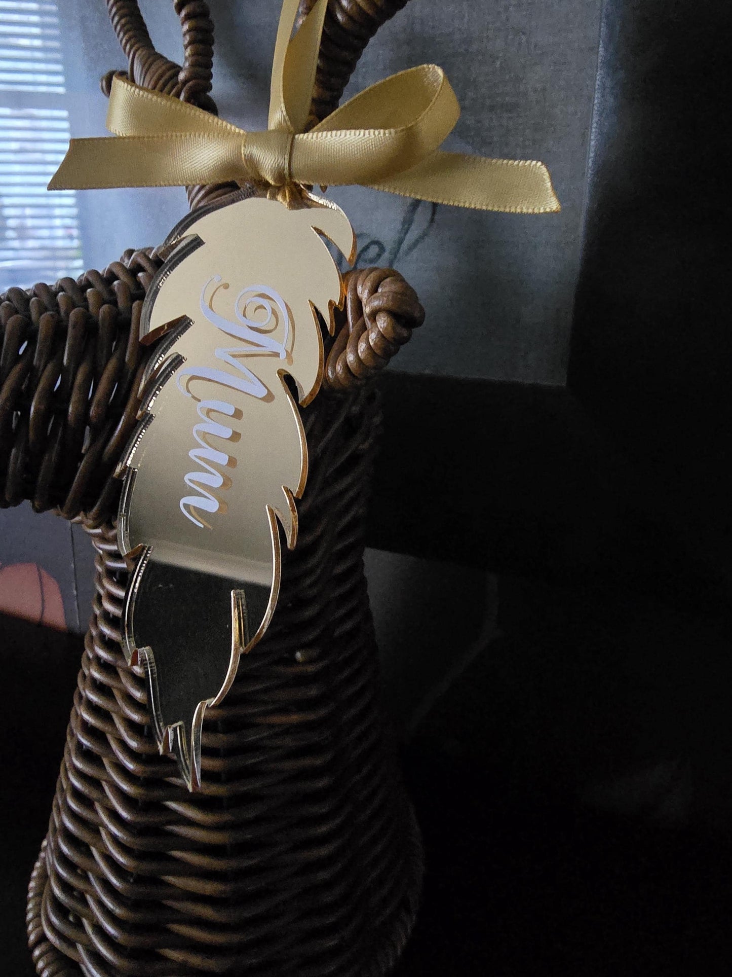 Memorial Mirror Feather Personalised Christmas Decoration | Acrylic Xmas Hanging Tree Decor | Family Bauble | In Memory Of