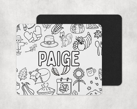 Color-In Autumn Placemat & Coaster Personalised for Kids | DIY Table Set | Creative Activity Gift Idea | Party Favour