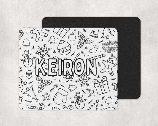 Color-In Christmas Placemat & Coaster Personalised for Kids | DIY Table Set | Creative Activity Gift Idea | Party Favour