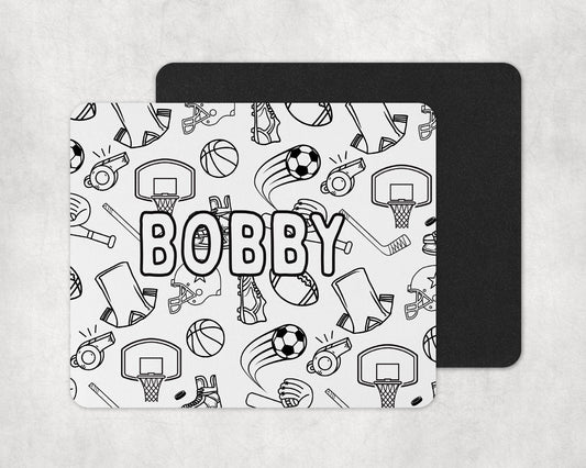 Color-In sport Placemat & Coaster Personalised for Kids | DIY Table Set | Creative Activity Gift Idea | Party Favour