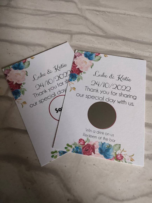 Floral drink scratch cards - Bluesky's creation