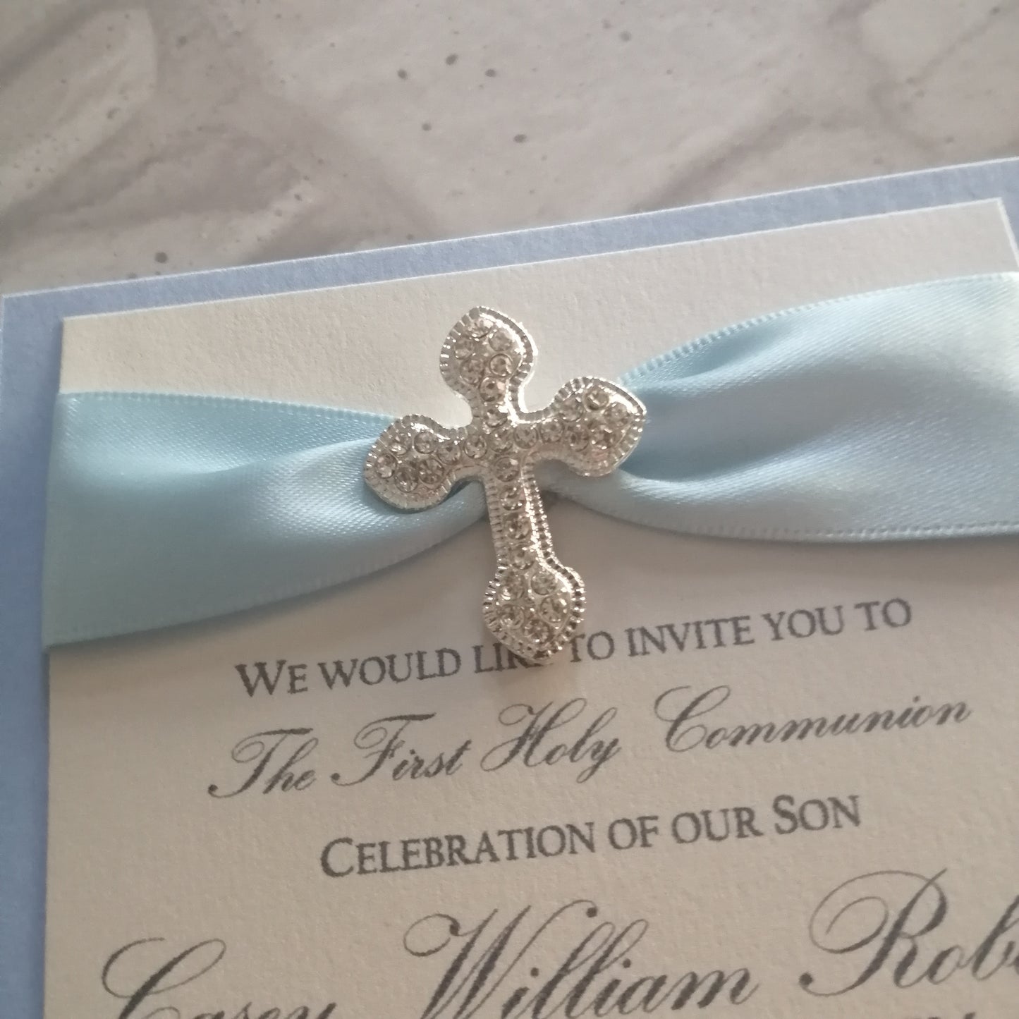 Diamante Cross Invitation - Bluesky's creation
