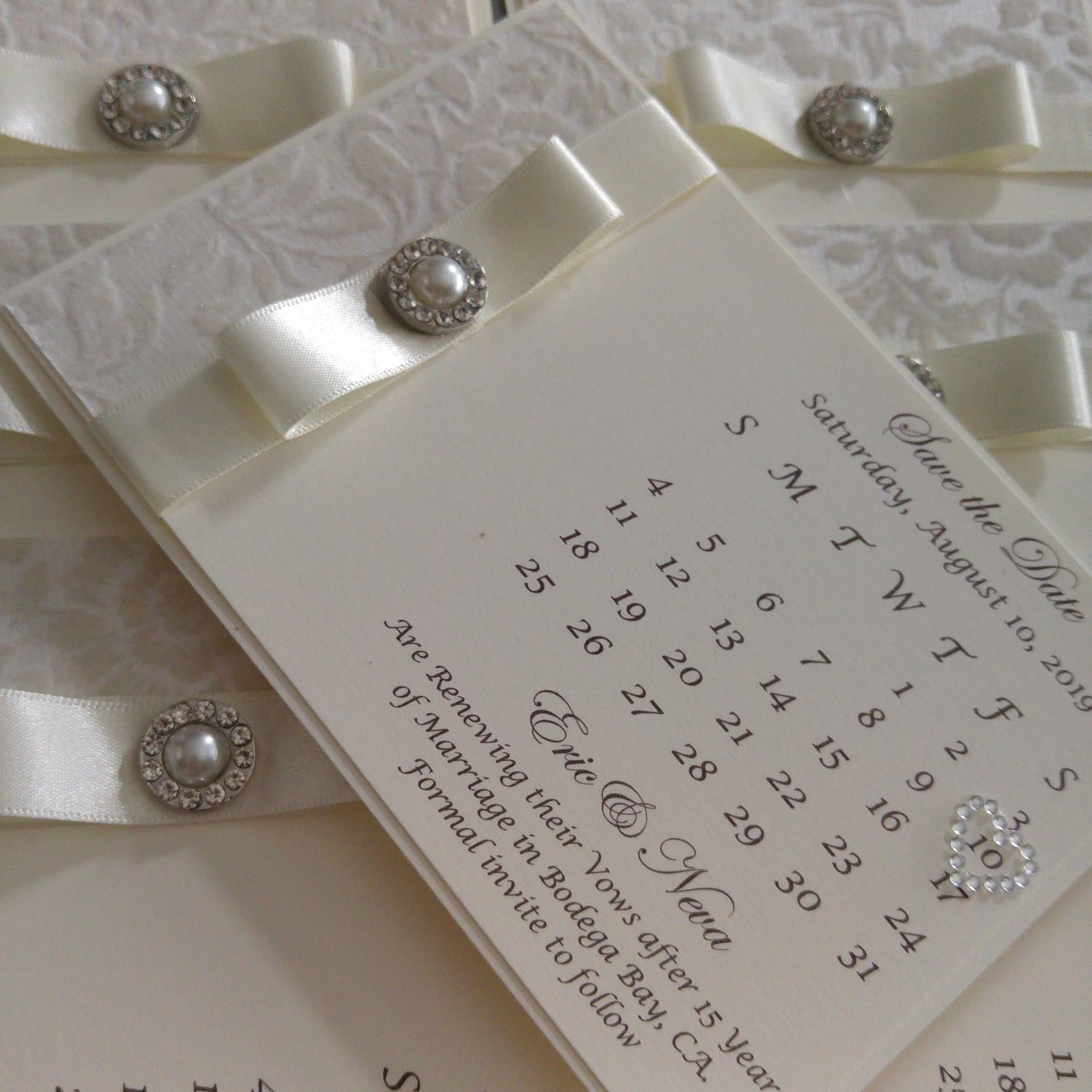 Flocked Pearls save the date- Bluesky's creation