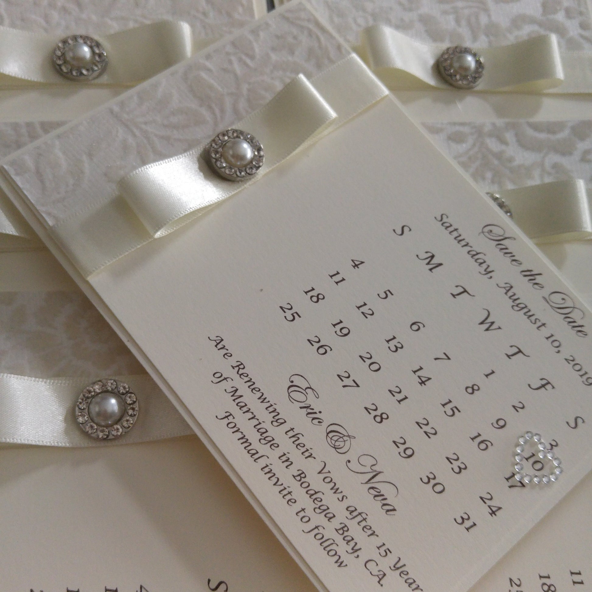 Flocked Pearls save the date- Bluesky's creation