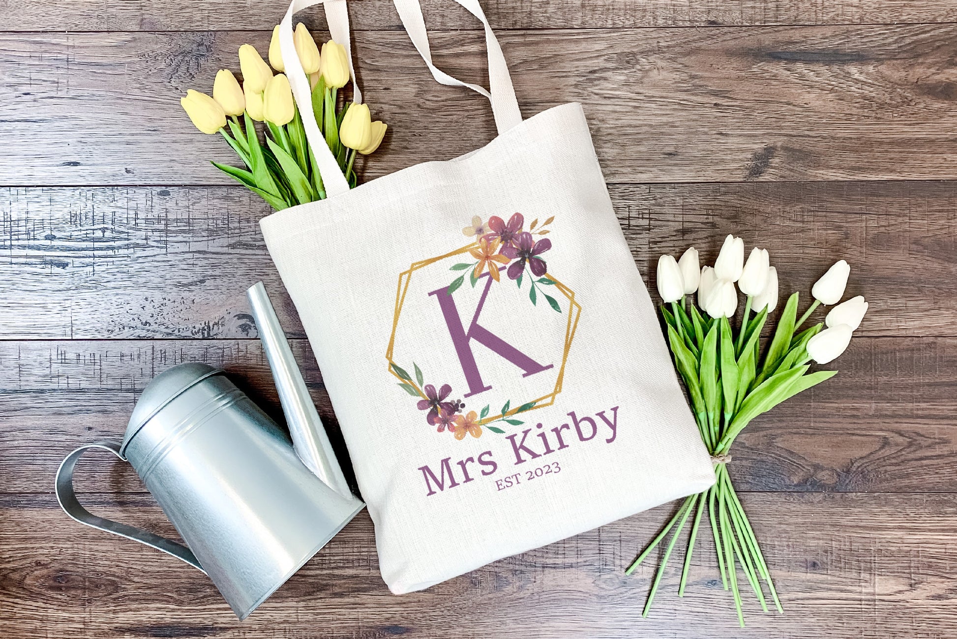 Floral initial tote bag - Bluesky's creation