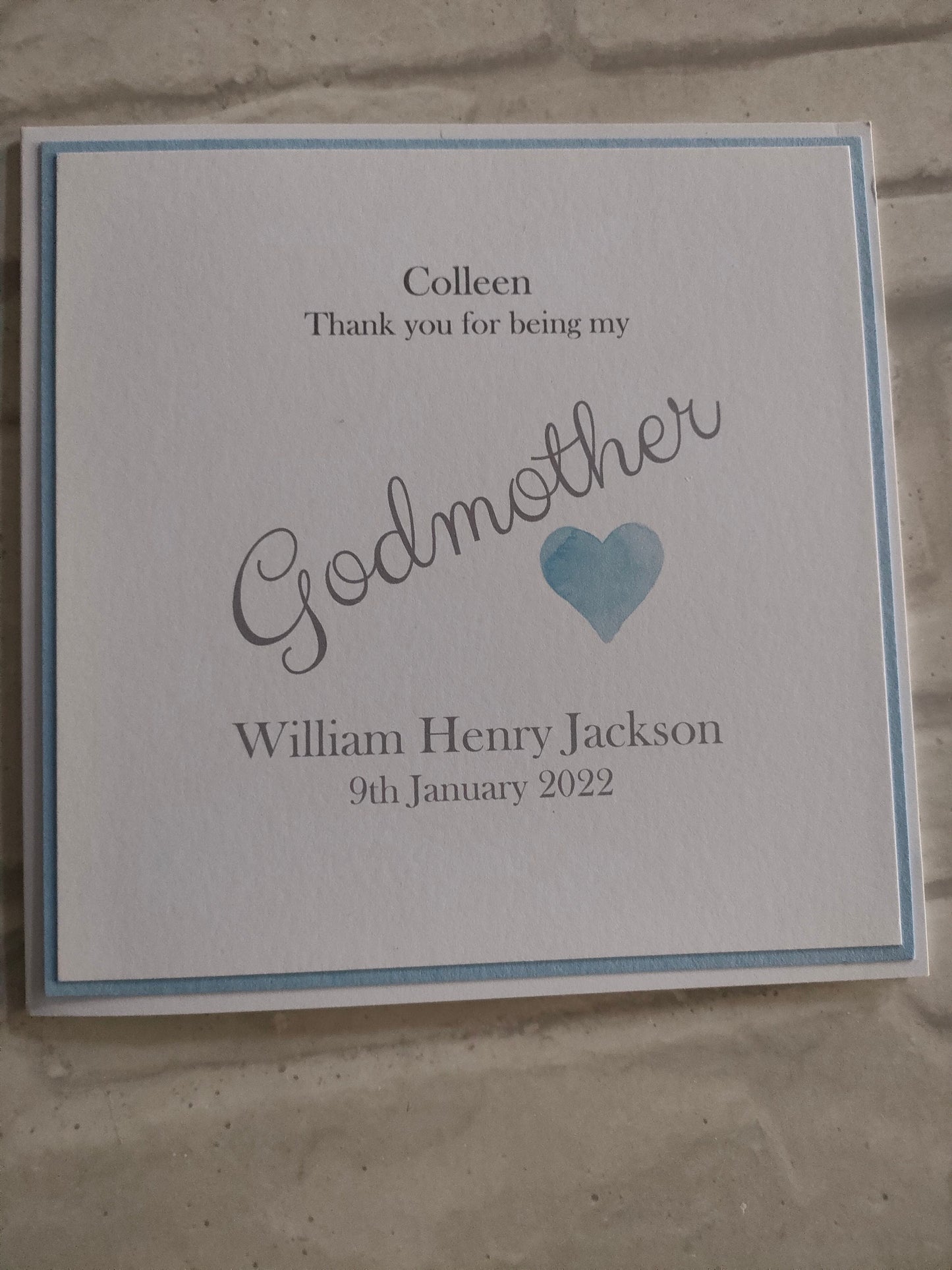 Godmother Godfather Thank you card - Bluesky's creation