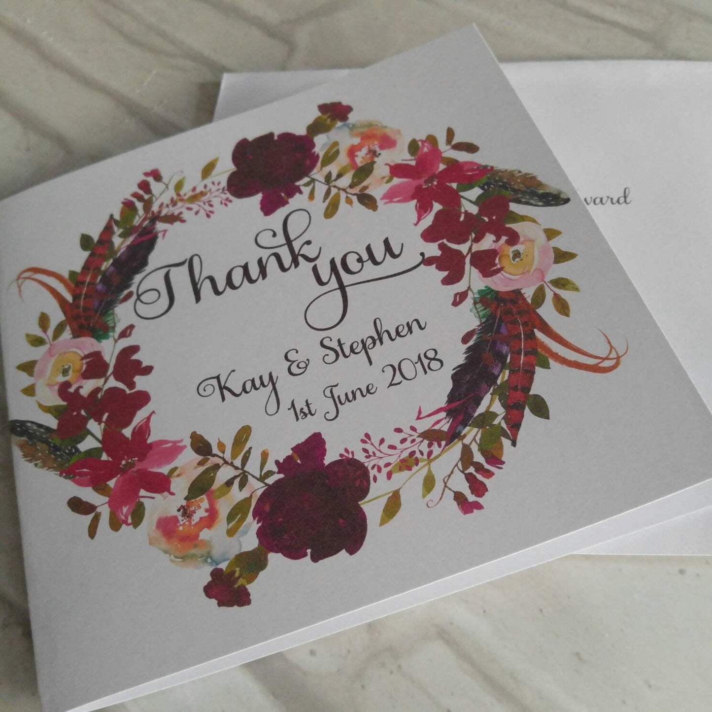 Burgundy Wreath Thank you cards - Bluesky's creation
