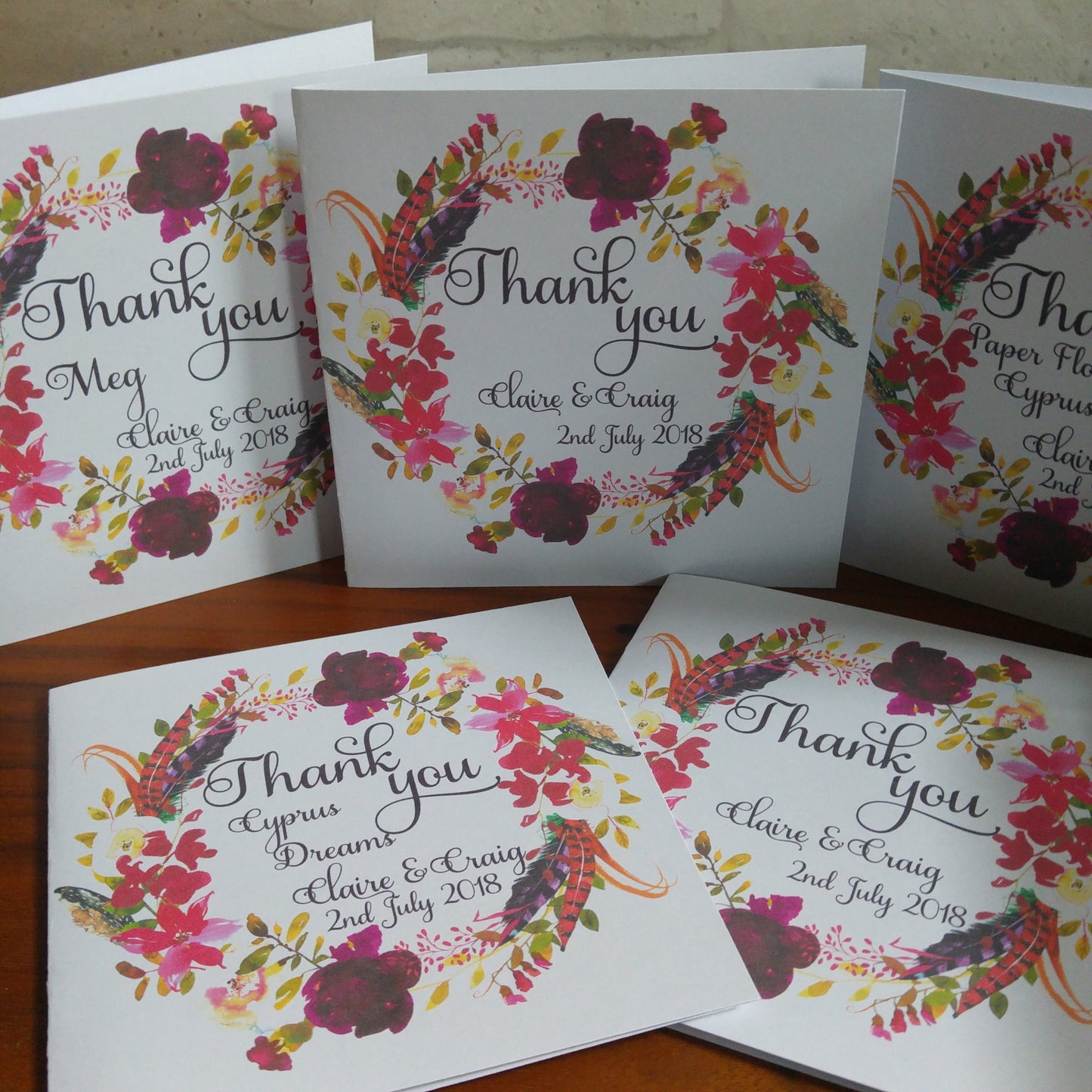 Burgundy Wreath Thank you cards - Bluesky's creation