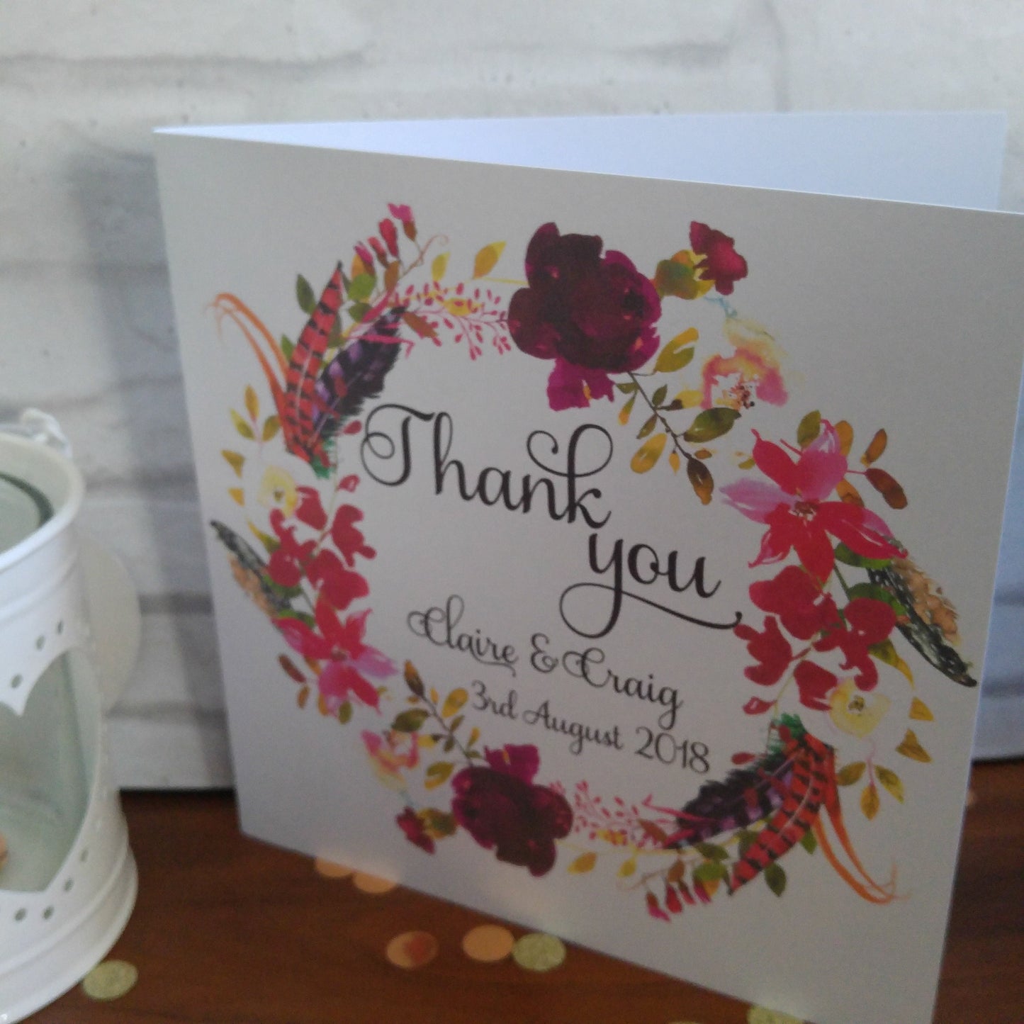Burgundy Wreath Thank you cards - Bluesky's creation