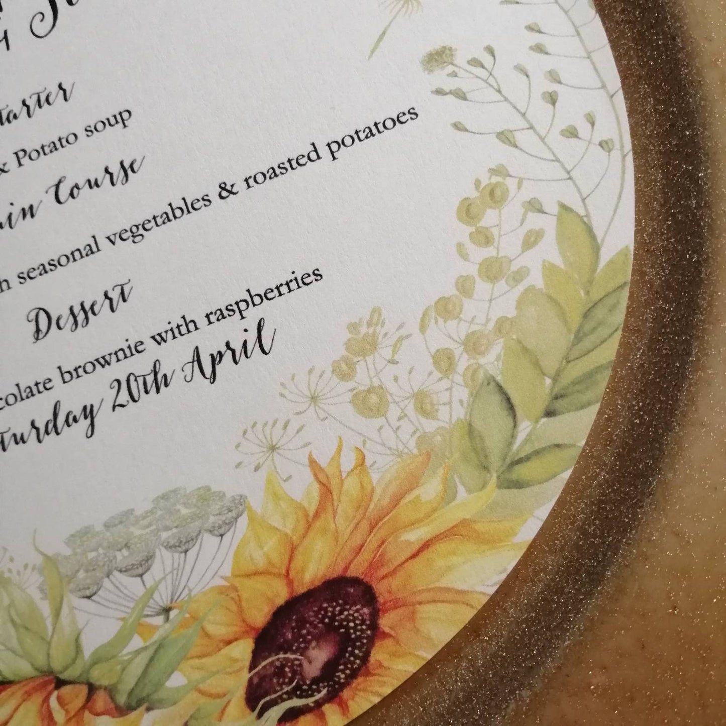 Sunflowers MEnu