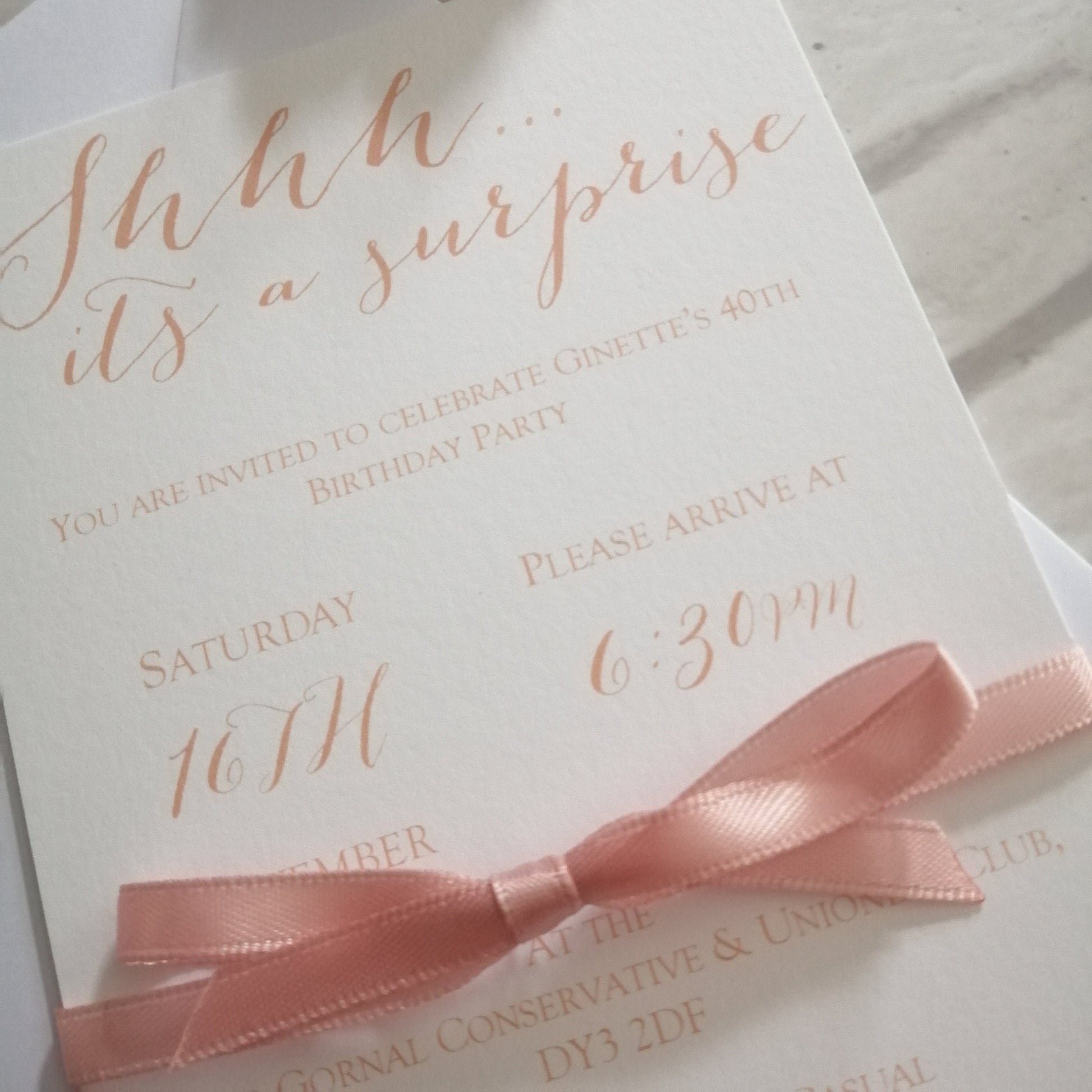 Surprise Birthday Invitations - Bluesky's creation