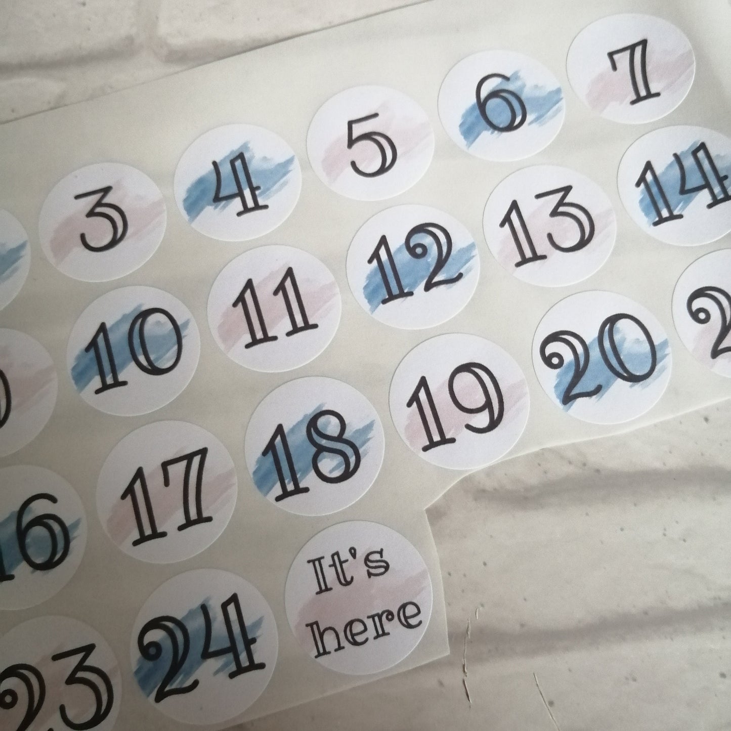 Pink & Blue Advent 2.5cm stickers