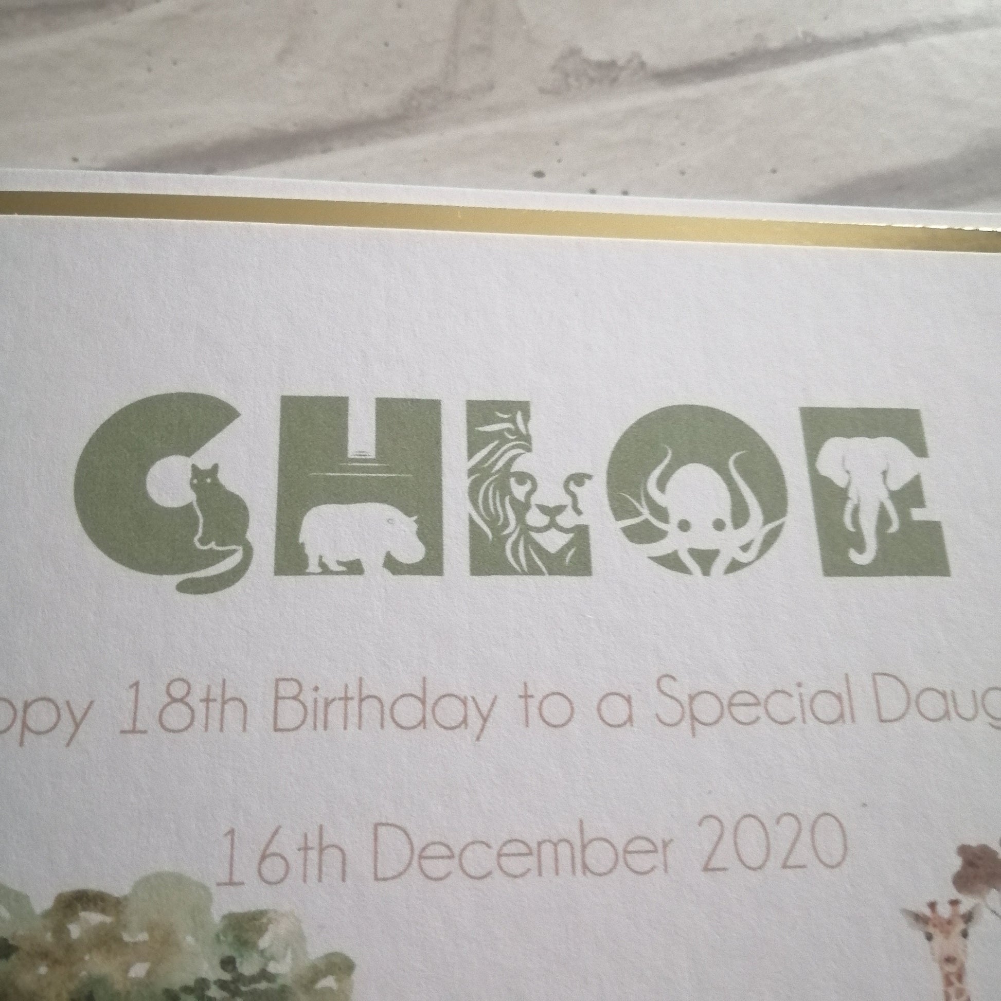 Giraffe 18th Birthday Card - Bluesky's creation