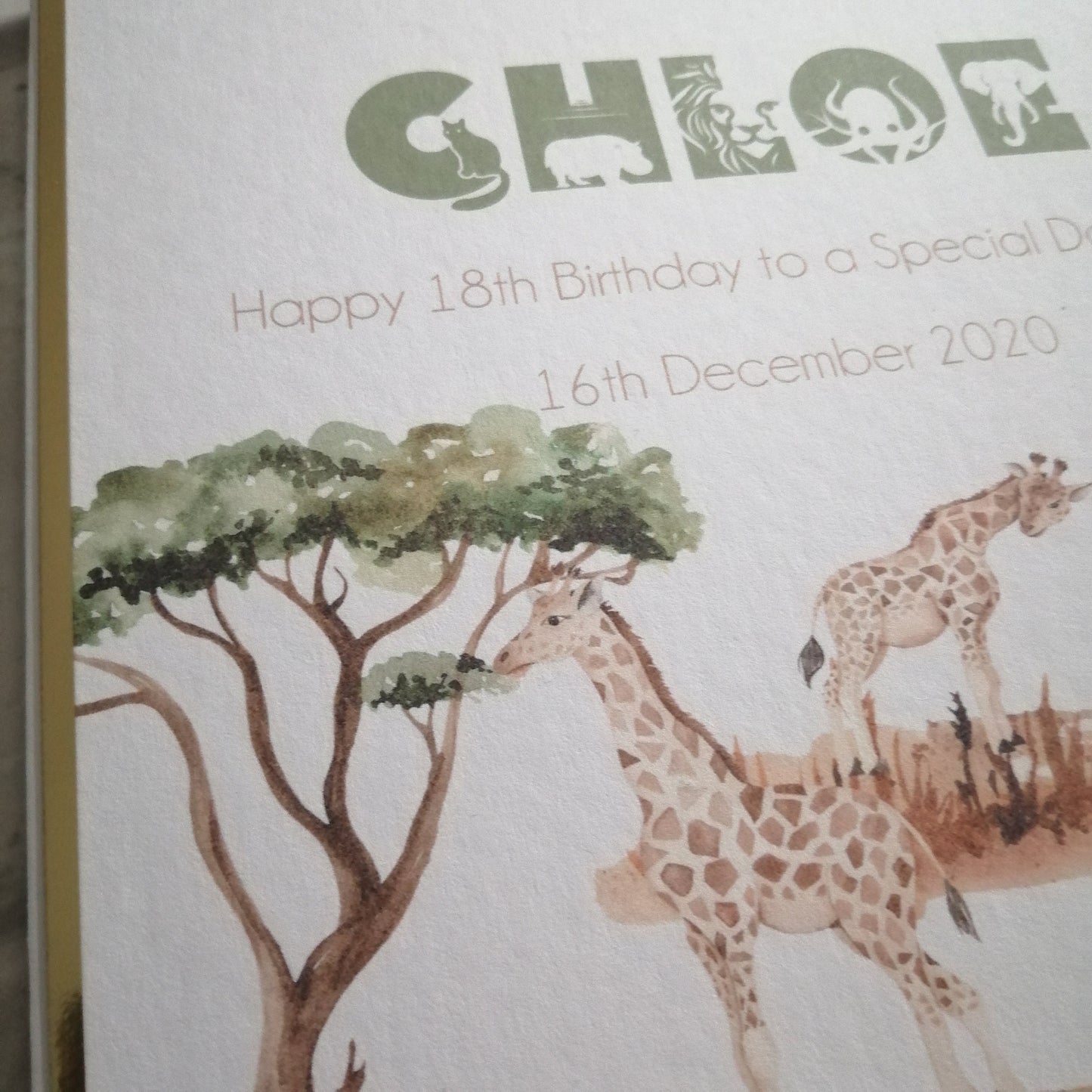Giraffe 18th Birthday Card - Bluesky's creation