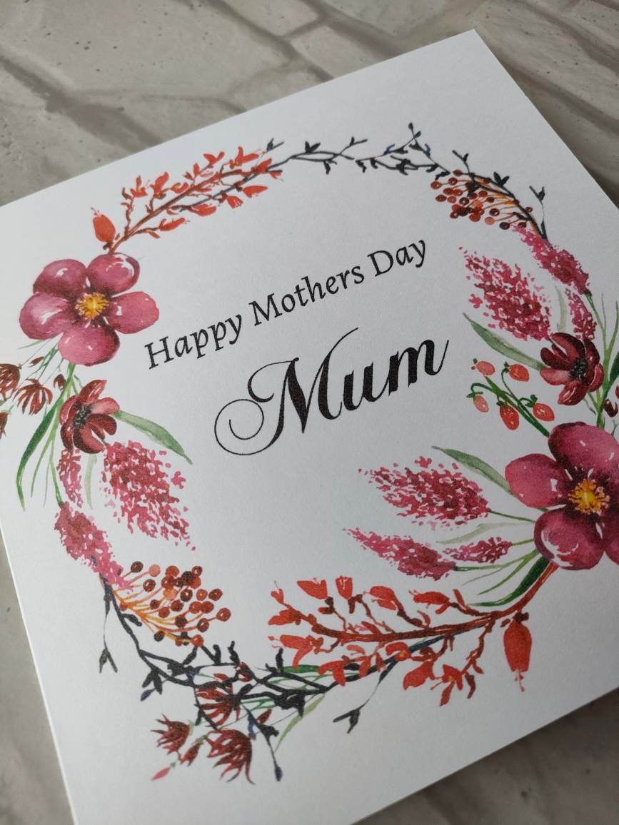 Mother's Day Personalised Card wildflower wreath - Bluesky's creation
