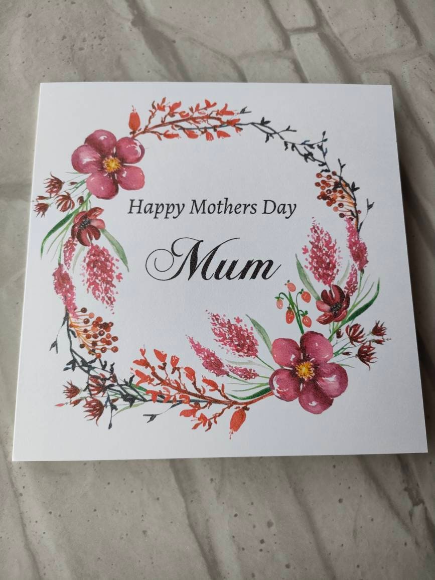 Mother's Day Personalised Card wildflower wreath - Bluesky's creation