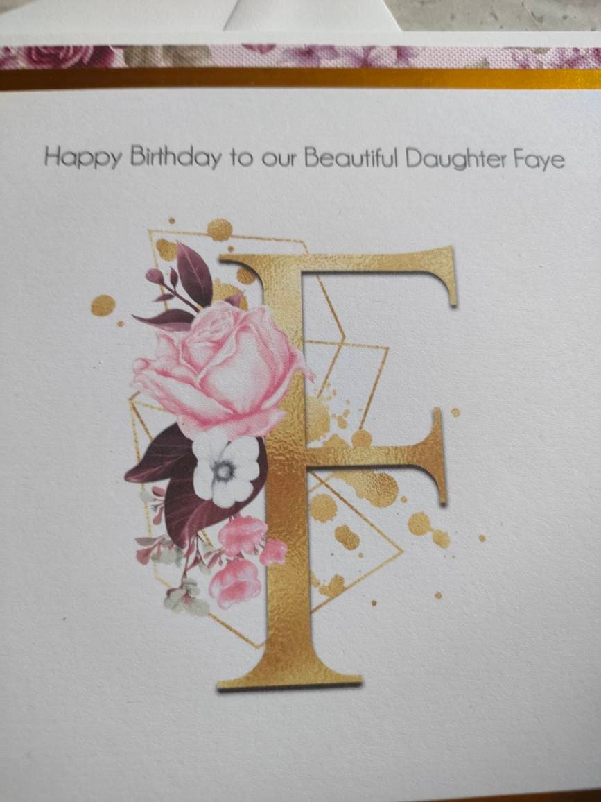 Rose Initial Happy Birthday Card - Bluesky's creation