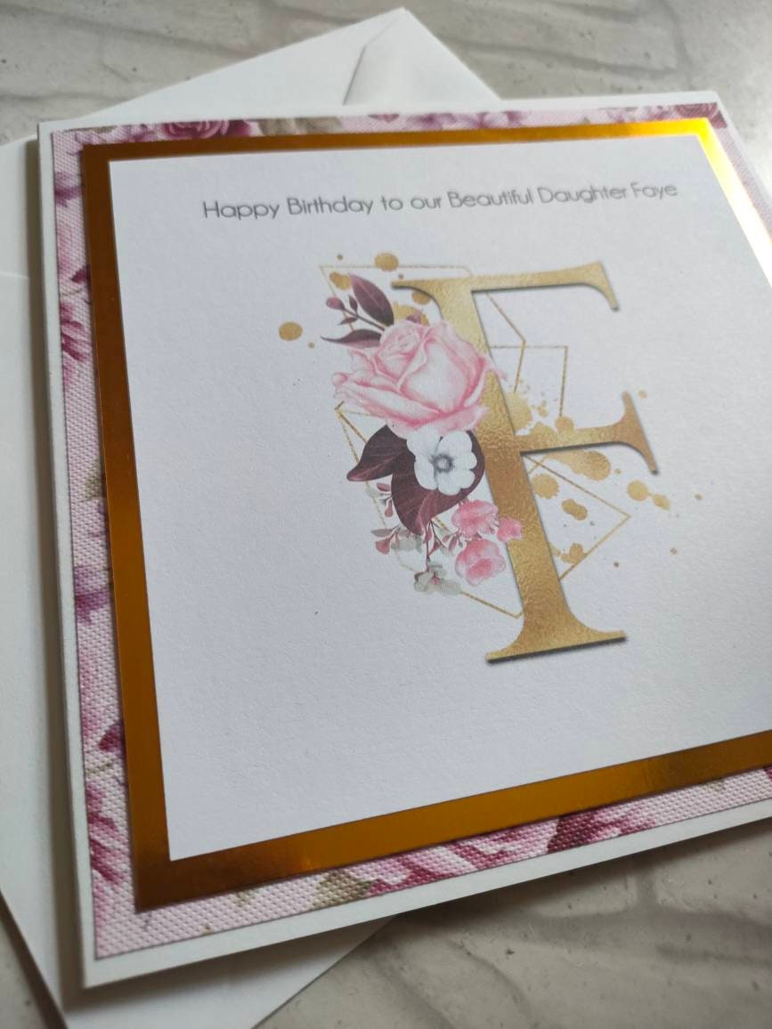 Rose Initial Happy Birthday Card - Bluesky's creation