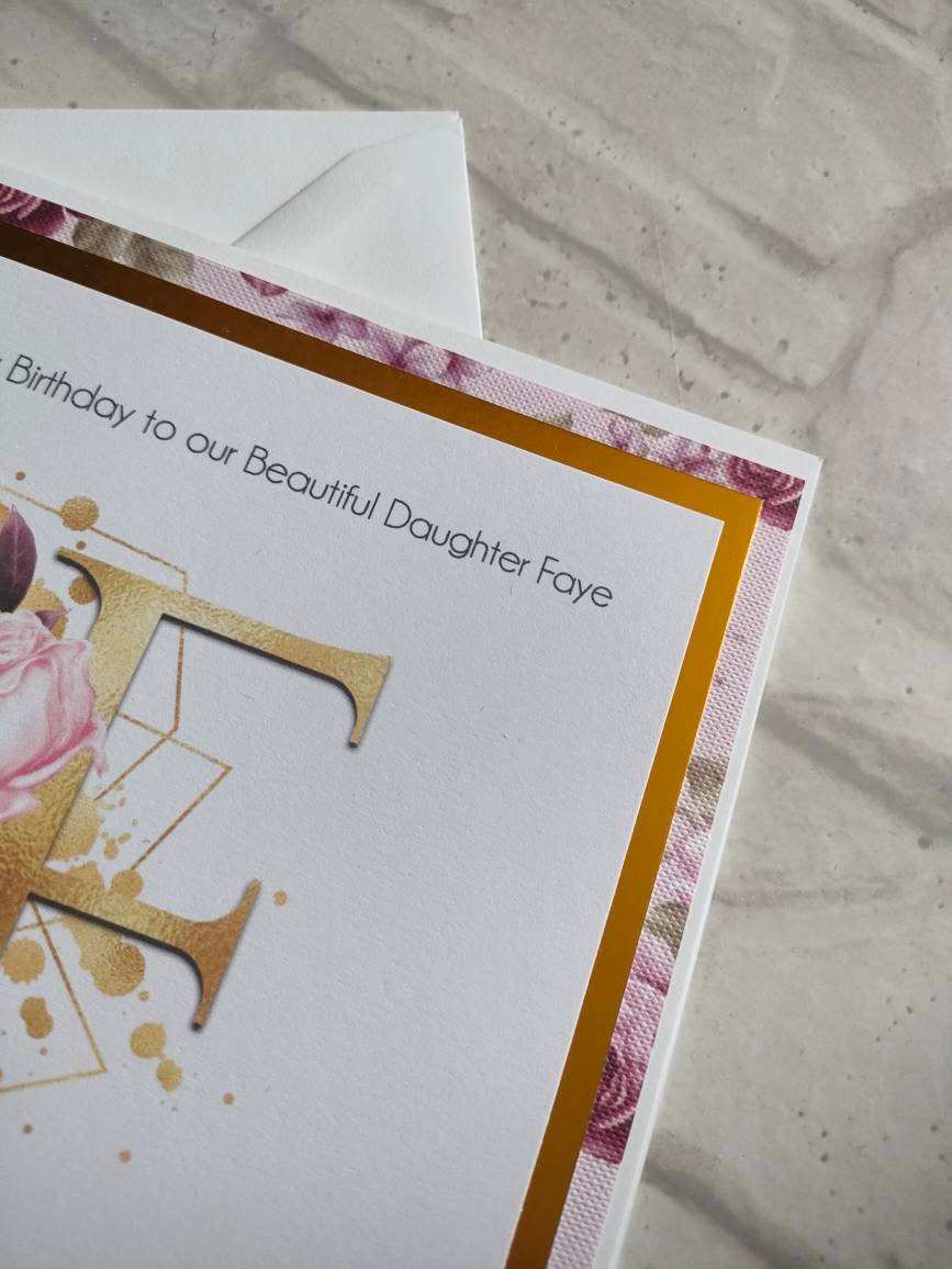 Rose Initial Happy Birthday Card - Bluesky's creation