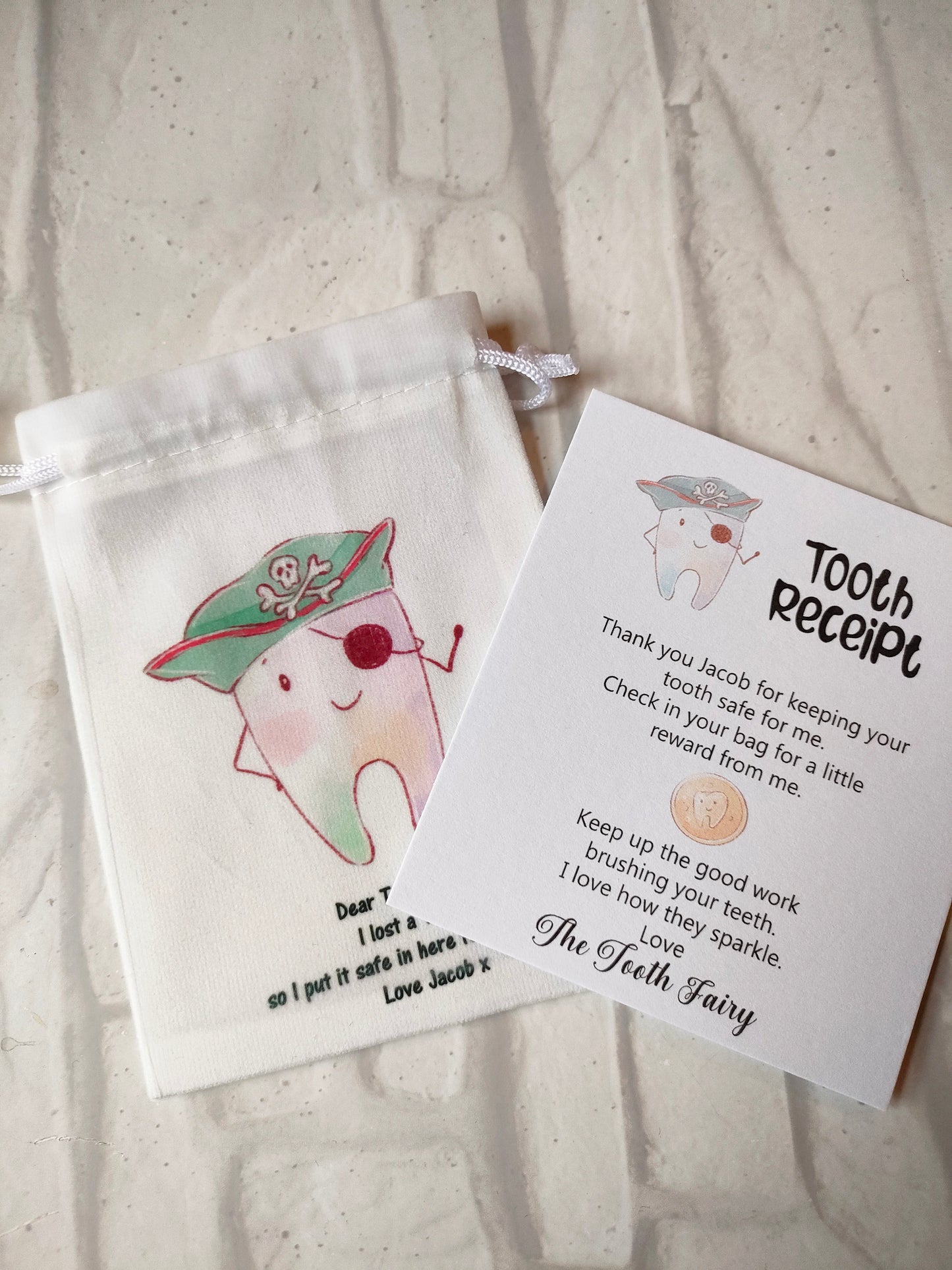 Personalised tooth fairy bag & certificates - Bluesky's creation