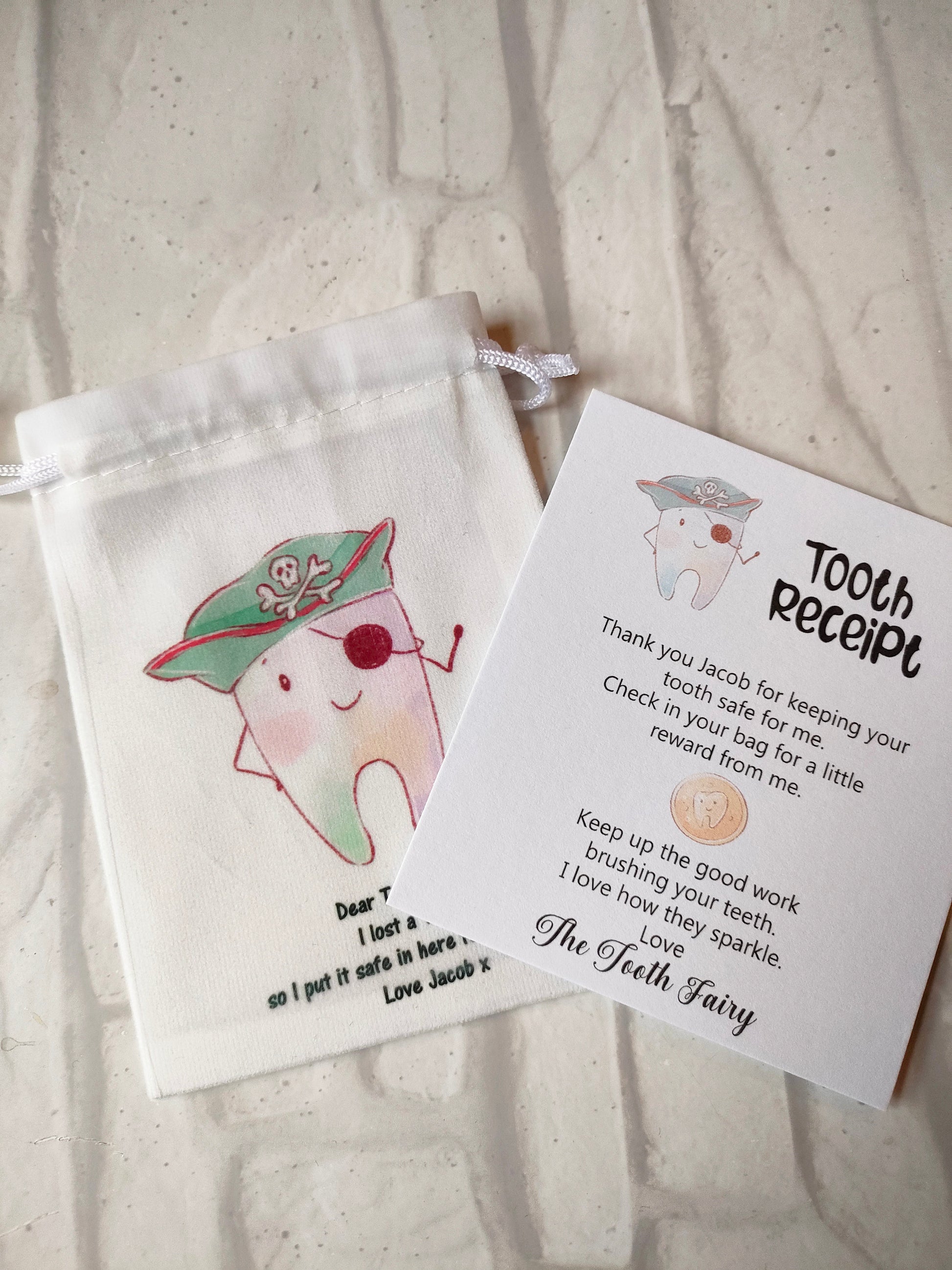 Personalised tooth fairy bag & certificates - Bluesky's creation