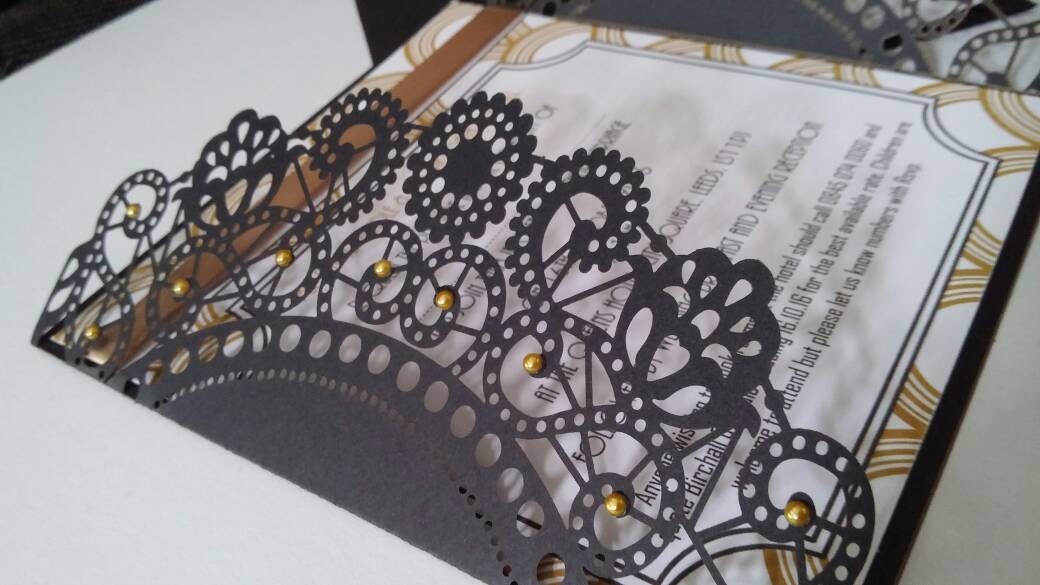 Art Deco Wedding Laser Cut 1920's Invitations - Bluesky's creation