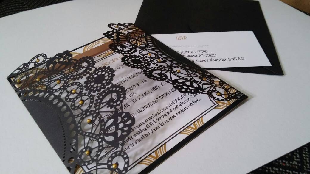 Art Deco Wedding Laser Cut 1920's Invitations - Bluesky's creation
