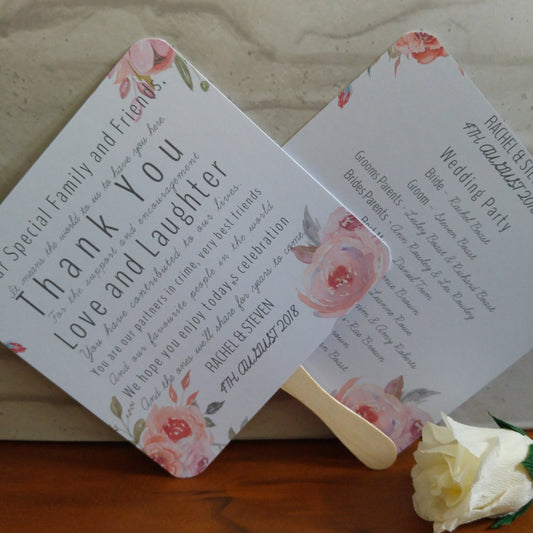 Grey Pink Florals paddle fans - Bluesky's creation