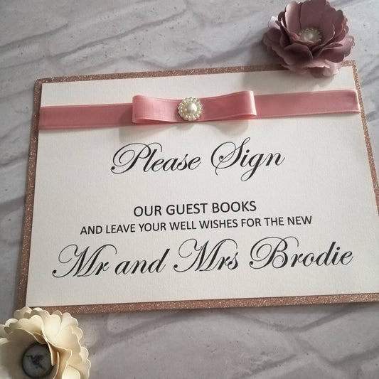 Rose Gold guest book Sign - Bluesky's creation
