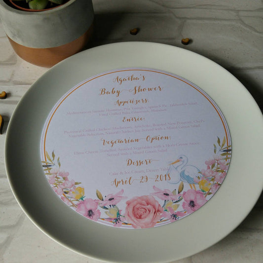 Floral Stork charger plate - Bluesky's creation