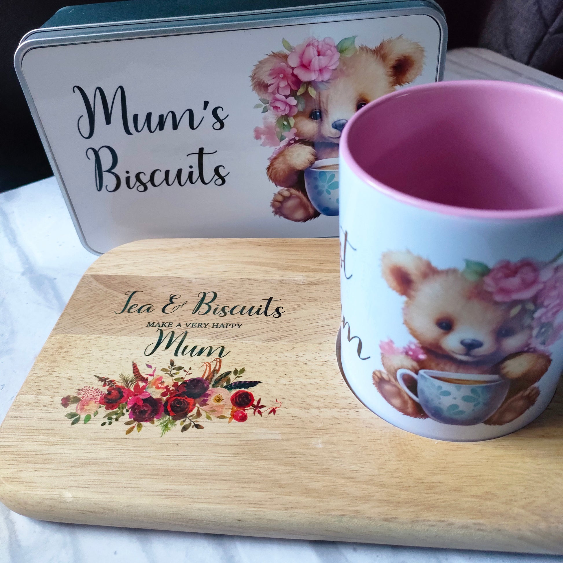 Personalised bear Tea & Biscuit Set - Bluesky's creation