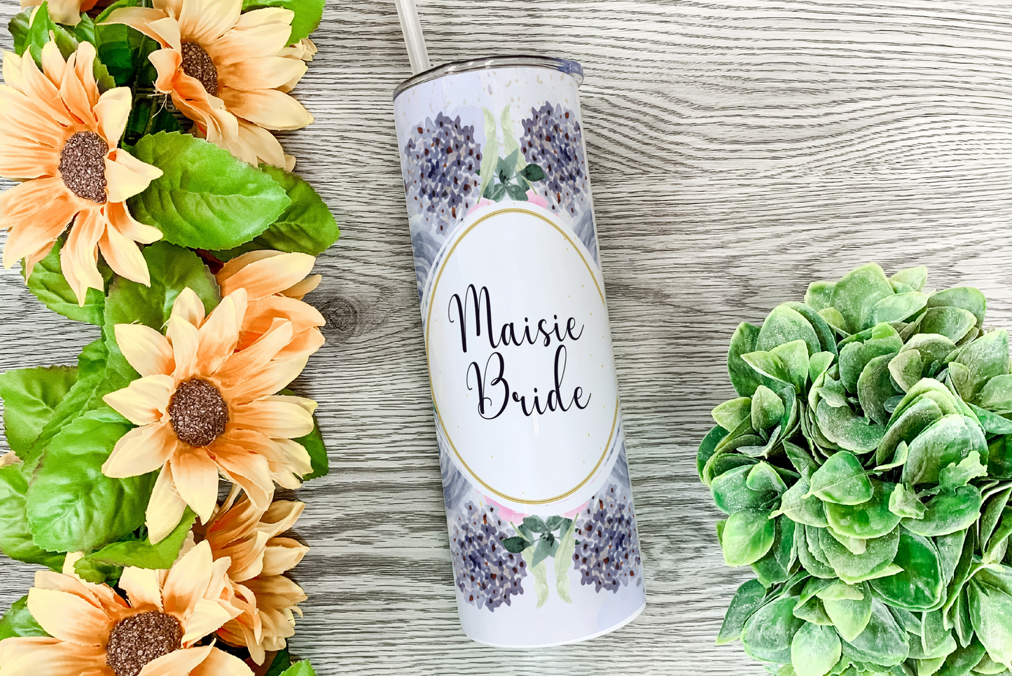 Blue Floral Bride to be tumbler - Bluesky's creation