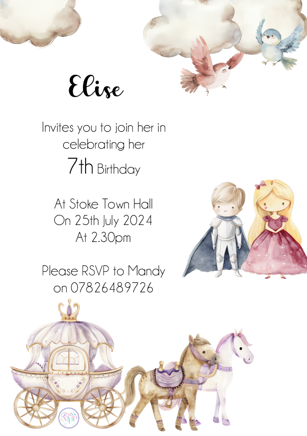 Princess with the glass slipper Birthday Invites - Bluesky's creation