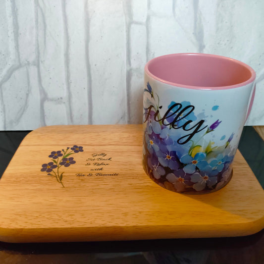 Forget me not Biscuit Board & Mug Set - Bluesky's creation