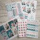 Vintage Teal Planner Kit | Floral Pink Weekly Stickers | Daily Diary Planner Set