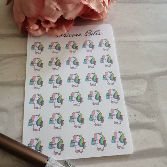 Unicorn bill money planning sticker diary daily planner set