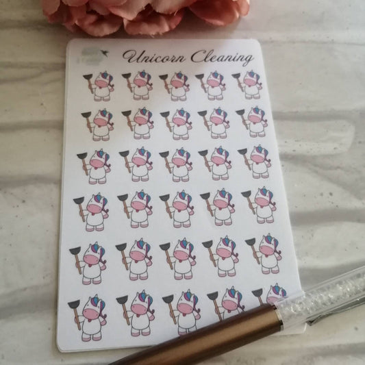 Unicorn Cleaning Planner Stickers | Housework Daily Diary Set