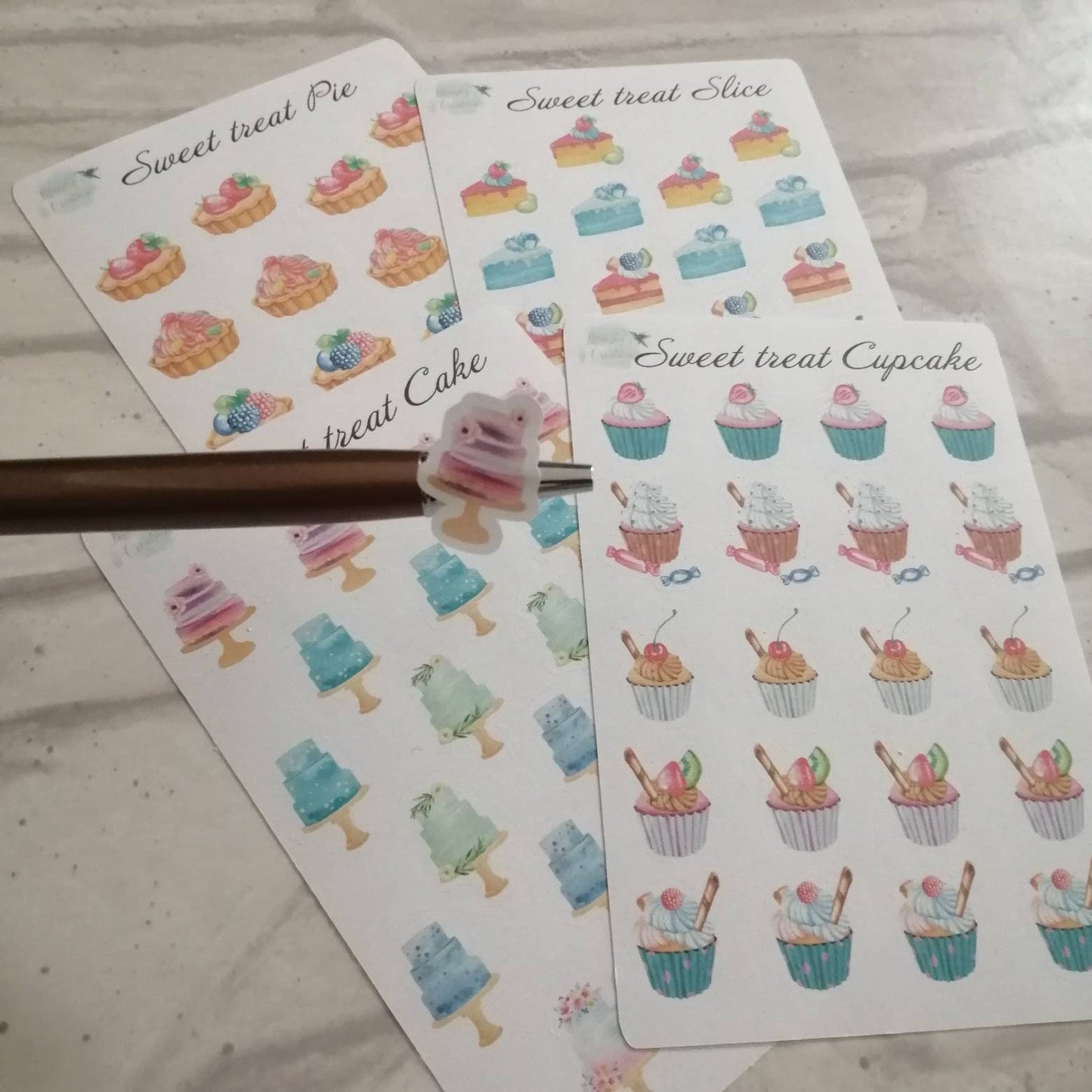 Cake Icons Stickers | Pie Watercolour Birthday Planning | Cupcakes Daily Diary Set