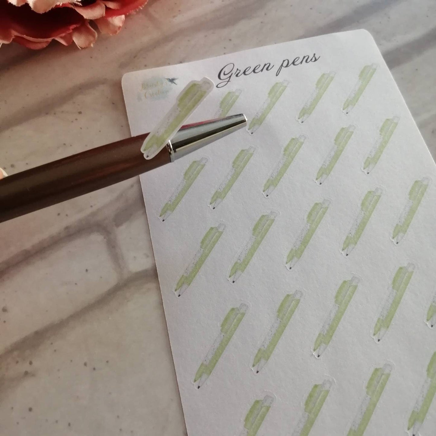 Green Functional Pen Icon Stickers | Functional Planning Daily Diary Set