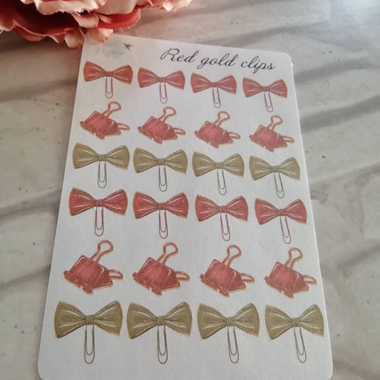 Christmas Red Gold Icons | Paper Clip Functional Planning Stickers | Daily Diary Planner Stationery