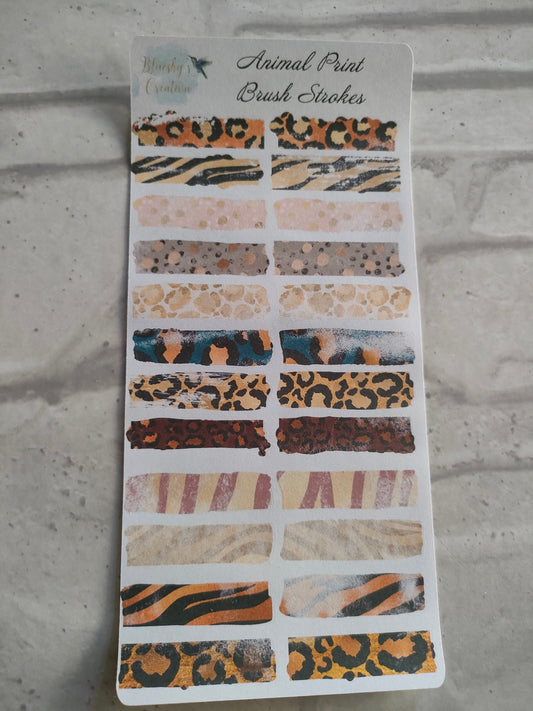 Planner Washi Sticker Strips | Faded Animal Print Brush Stroke Box | Planning Daily Diary Decoration