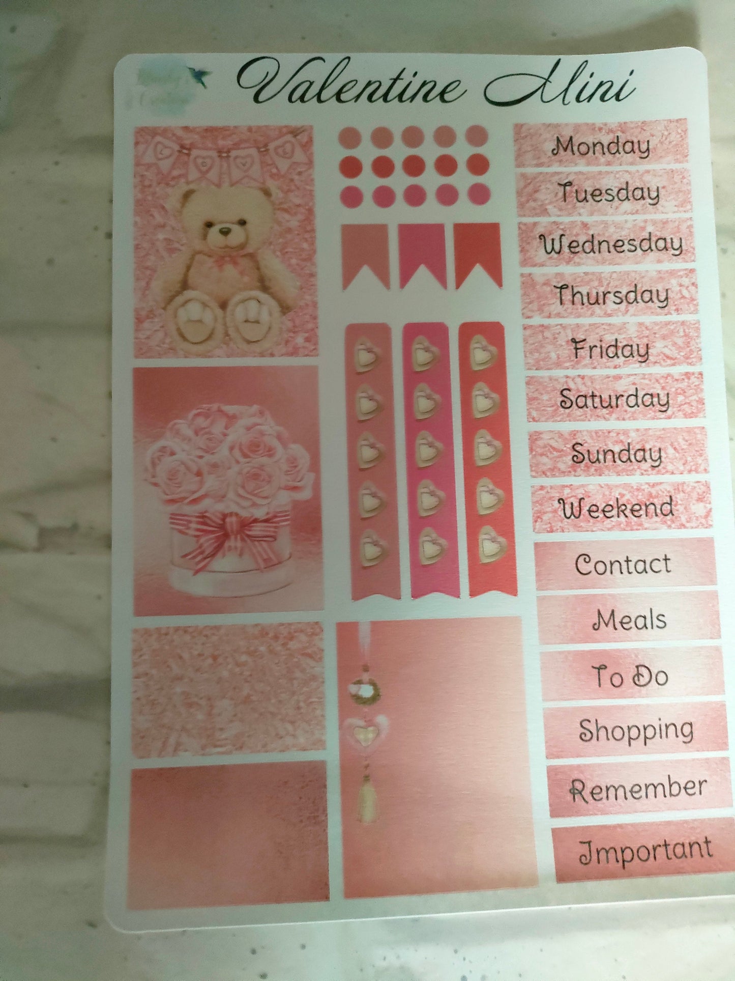 Valentine Love Mini Kit | Weekly Planning Sticker | Daily Diary Planner Set
