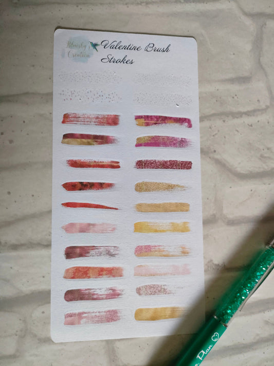 Planner Washi Sticker Strips | Valentine Love Red Print Brush Stroke Box | Planning Daily Diary Decoration