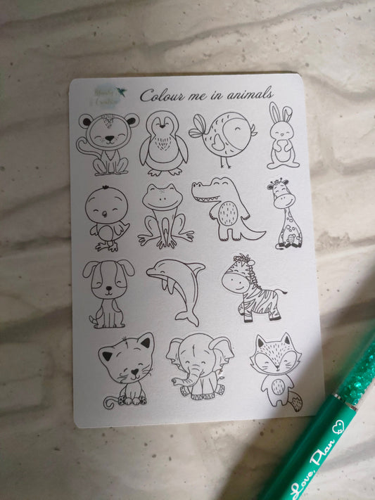 Animal Icons | Colouring Planning Stickers | Daily Diary Planner Set