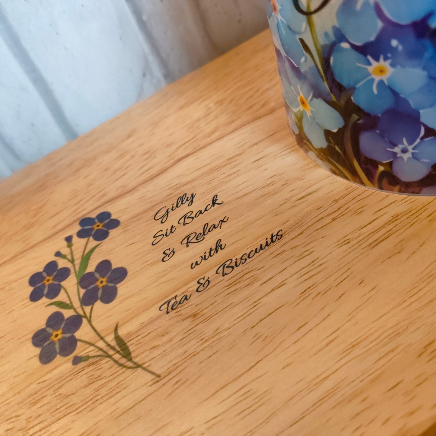 Forget me not Biscuit Board & Mug Set - Bluesky's creation