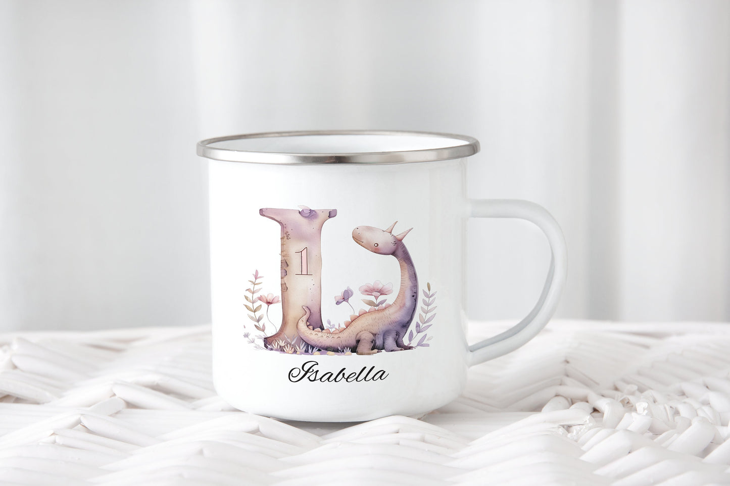 Dinosaur Initial Enamel Mug - Bluesky's creation