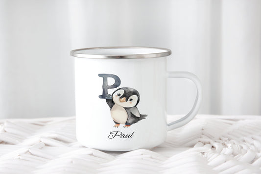 Cute Animal Initial Enamel Mug - Bluesky's creation