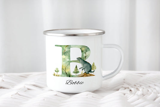 Dinosaur Initial Enamel Mug - Bluesky's creation